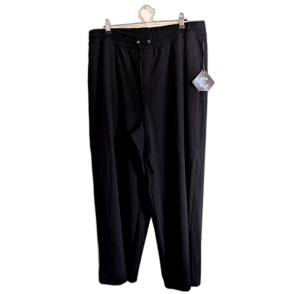 Ava & Viv Black Wide-Leg Pull-On Pants - Size 1X